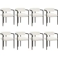 Puluomis Chaise de salle à manger avec accoudoirs (lot de 8), Chaise de cuisine ergonomique avec assise rembourrée, revêtement en Teddyfleece, capacité de charge 120kg blanc