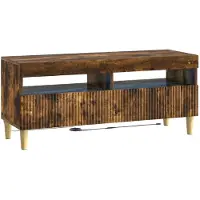 vidaXL Meuble TV LED en bois imitation chêne fumé