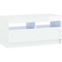 Syfax Meuble TV LED, finition laquée blanche, en panneaux de particules
