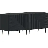 vidaXL Étagère LED pour téléviseur, 3 pièces, noire, en bois composite