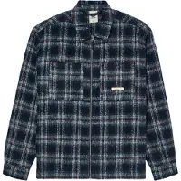 Element - Surchemise zippée - Fuzzy Check Zip Overshirt Brushed Plaid Dark Slate pour Homme en Laine - Taille L - Gris