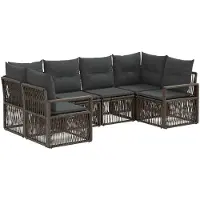 vidaXL Ensemble de canapés de jardin , 6 pièces, gris, en résine tressée