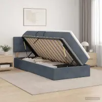 Prolenta Maison Exclusive - Lit coffre à LED avec matelas, gris foncé, 90 x 190 cm, velours