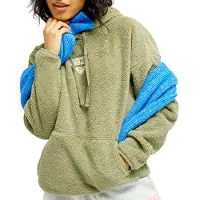 Roxy - Sweat à capuche en sherpa - Cool Calling Polar Fleece Pullover Oil Green pour Femme - Taille L - Kaki