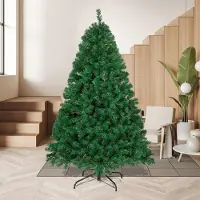 Jayseuw Sapin de Noël artificiel 120cm (Ø env. 76 cm) avec 220 pointes et système de pliage à montage rapide, difficilement inflammable, support inclus,Blanc