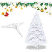 Jayseuw 120cm Arbre de Noël artificiel, Sapin avec support métallique, Arbre de Noël 220 pointes aiguilles PVC, Arbre artificiel Noël système de pliage blanc