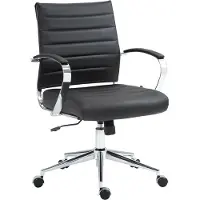 BellaFurn Chaise de bureau ergonomique, chaise de bureau - confort réglable, piétement aspect chromé | Matériau : cuir véritable. Couleur : noir
