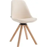BellaFurn Chaise visiteur pivotante - chaise de réunion - look exclusif, similicuir et bois | Couleur d'habillage : Couleur naturelle : Crème
