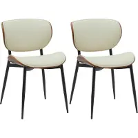 BellaFurn set de 2 chaises visiteurs - Fauteuil lounge - Similicuir facile d'entretien | Couleur : Noyer/Crème | Matériau : Similicuir
