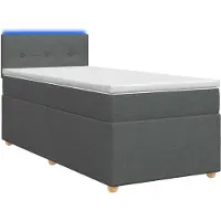 Syfax Lit boxspring avec matelas gris foncé 90 x 190 cm Tissu