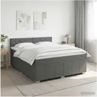 vidaXL Lit boxspring avec matelas gris foncé 160 x 200 cm Tissu