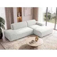 AX Living : Canapé d'angle moderne Didim Duo, 288 cm, blanc, revêtement en chenille