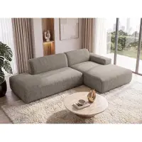 AX Living , canapé d'angle marron Didim Duo, 288 cm, revêtement en velours, modèle indépendant D