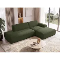 AX Living : Canapé d'angle moderne Didim Duo, 288 cm, vert, en velours