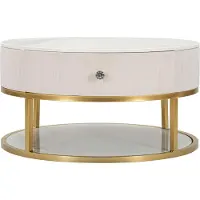 Dmora Dalasida - Table Basse, 75x75x36h cm Blanc Crème, un Tiroir