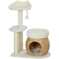 BellaFurn Arbre à chat avec paniers et maison pour chat | Couleur : Crème blanc | Dimensions : 40 x 60 x 79 cm