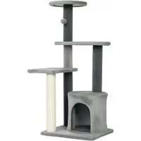 BellaFurn Arbre à chat de 103 cm avec maison et sisal | Couleur : Gris | Dimensions : 45 x 40 x 103 cm