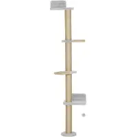 BellaFurn Arbre à chat – 5 plateformes, fixation murale, sisal | Couleur : gris clair | Dimensions : 48 x 21 x 180 cm