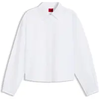 HUGO pour femme. 50572062 Chemisier Endeka blanc (40), Casuel, Coton, Manche longue