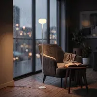 Northpoint Elblight.de : Lampe sur pied LED, design, avec variateur, 661 lumens, lumière blanc chaud 3000 K, avec interrupteur à pied, couleur : blanc nuage