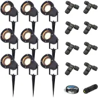 HOFTRONIC™ - Spots de jardin à piquet 4W 345lm 2700K IP65 Noir 9 pièces Avec matériel d'installation (Câble & connecteur)
