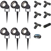 HOFTRONIC™ - Spots à piquet extérieur LED 4W 345lm 4000K IP65 Noir 6 pièces Avec matériel d'installation (Câble & connecteur)
