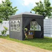 BellaFurn Tente de fête de 2,5 x 2,5 m avec parois latérales et sac de transport | Couleur : Gris | Dimensions : 250 x 250 x 268 cm