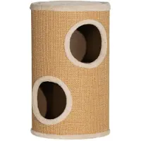 BellaFurn Tour pour chat avec litière intégrée et griffoir | Couleur : Marron et beige | Dimensions : 35 x 35 x 60 cm