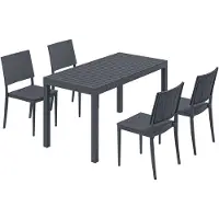 BellaFurn Ensemble de mobilier de jardin 5 pièces comprenant 4 chaises empilables | Couleur : Gris foncé | Dimensions : 70,5 x 141,5 x 74,5 cm