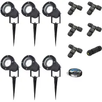 HOFTRONIC™ - Spots à piquet jardin 4W 345lm 6500K IP65 Noir 6 pièces Avec matériel d'installation (Câble & connecteur)
