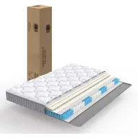 Flieks Matelas à ressorts ensachés , 90x190 cm, matelas à ressorts, épaisseur 10 cm, fermeté H3, matelas à ressorts ensachés à 7 zones, matelas en mousse, couleur blanche
