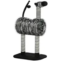 BellaFurn Arbre à chat avec tunnel et jouets | Couleur : noir et blanc | Dimensions : 35 x 48,5 x 93 cm