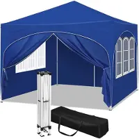 BellaFurn Pavillon de jardin 3x3 mètres avec protection UV et sac de transport | Bleu | 300x300x250-258 cm