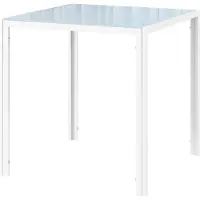 BellaFurn Table carrée en verre – Structure en métal | Couleur : Blanc | Dimensions : 75x75x75 cm