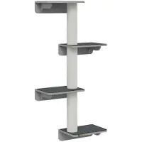 BellaFurn Arbre à gratter mural pour chats, avec 4 niveaux | Couleur : Gris clair + Beige | Dimensions : 66 x 28 x 137 cm