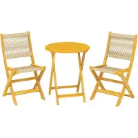 BellaFurn Ensemble de balcon composé de 3 pièces : une table pliante et 2 chaises. Couleur : bois naturel. Dimensions : 48 x 55,5 x 88 cm