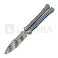 Maxace Couteau papillon d'entraînement Loran II Comb, Blue Titanium