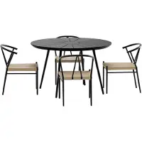 Ebuy24 San Vito set de jardin table Ø120 cm noir 4 chaises noir.