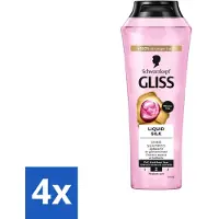 Schwarzkopf Gliss Shampooing - Liquid Silk - Pour des cheveux brillants et soyeux - 250 ml - Pack d'avantages - 4 pièces