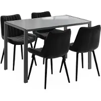 Vicco Ensemble de table à manger Grand Gris 120x70cm avec 4 chaises (noires), Model 63365