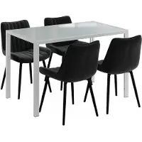 Vicco Ensemble de table à manger Grand Blanc 120x70cm avec 4 chaises (noires), Model 63368
