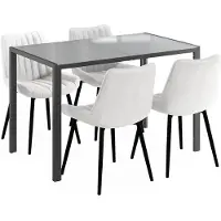 Vicco Ensemble de table à manger Grand Gris 120x70cm avec 4 chaises (beige), Model 63364