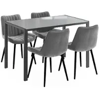 Vicco Ensemble de table à manger Grand Gris 120x70cm avec 4 chaises (grises), Model 63363