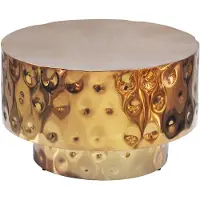 Wohnling Table basse , aluminium, forme ronde, 60 cm de diamètre, couleur or, design moderne, idéale pour le salon. Table basse de style lounge, forme de tambour, table d'appoint, fabriquée à la main