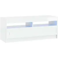 vidaXL Meuble TV LED, blanc brillant, en panneaux de particules