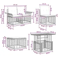vidaXL Ensemble de canapés de jardin , 9 pièces, noir et gris foncé, en résine tressée