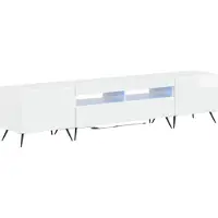 Syfax Meuble TV LED, 5 pièces, blanc brillant, fabriqué en panneaux de particules