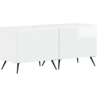 vidaXL : Meuble TV LED, 5 pièces, blanc brillant, fabriqué en bois composite