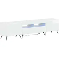 Syfax Meuble TV LED, 5 pièces, blanc brillant, fabriqué en panneaux de particules