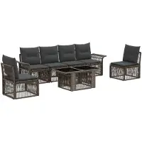 vidaXL Ensemble de canapé de jardin , 7 pièces, gris et gris foncé, en résine tressée